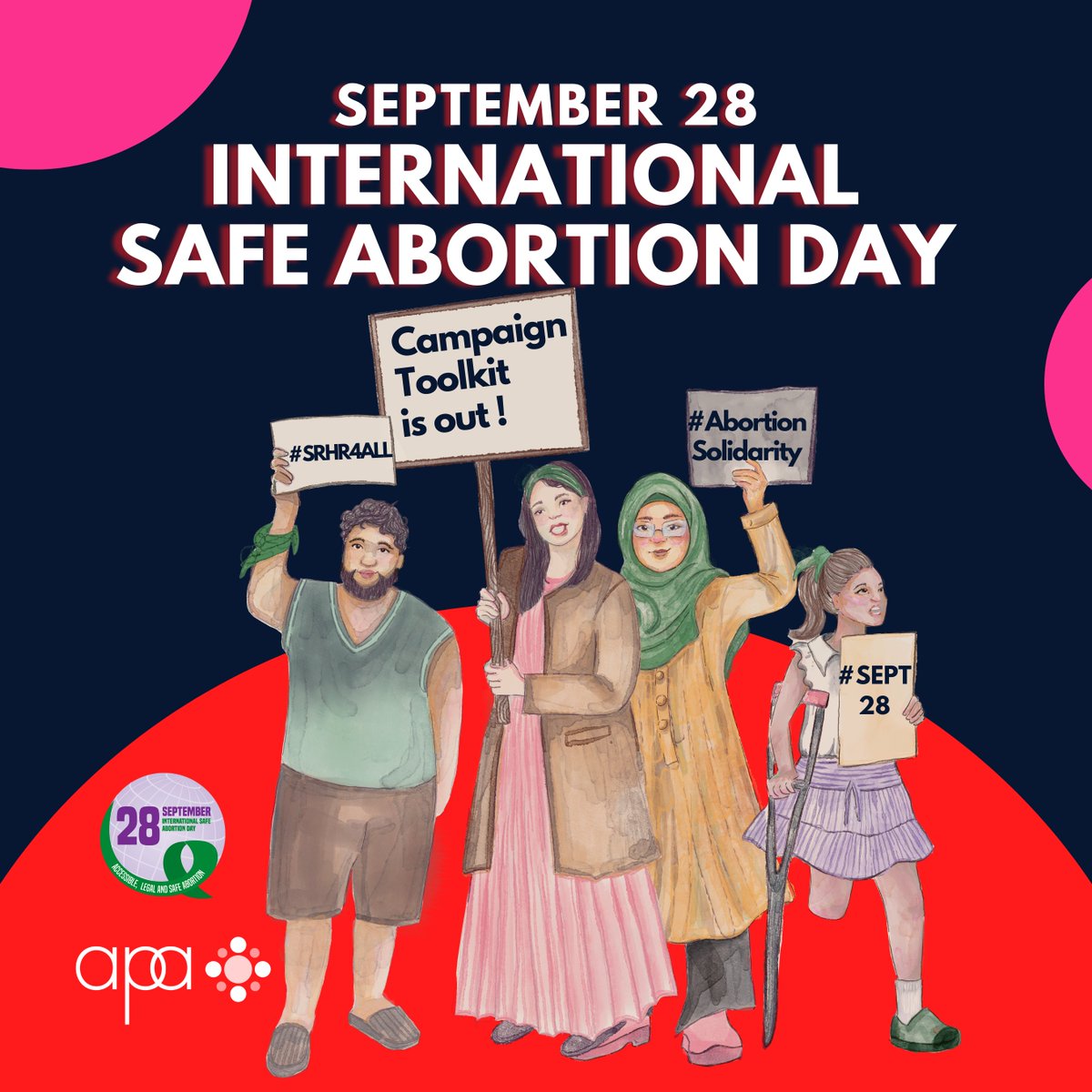 AsiaPacAlliance's tweet photo. The #Sept28 Intl Safe Abortion Day Campaign Toolkit is HERE!🎁Let's champion safe, accessible &amp; stigma-free abortion 4 ALL!
👉https://t.co/08Btyya26Z
APA is part of the WG coordinated by @wgnrr &amp; partners that developed the toolkit &amp; the Call2Action for #AbortionSolidarity https://t.co/FnZdMEs2MG