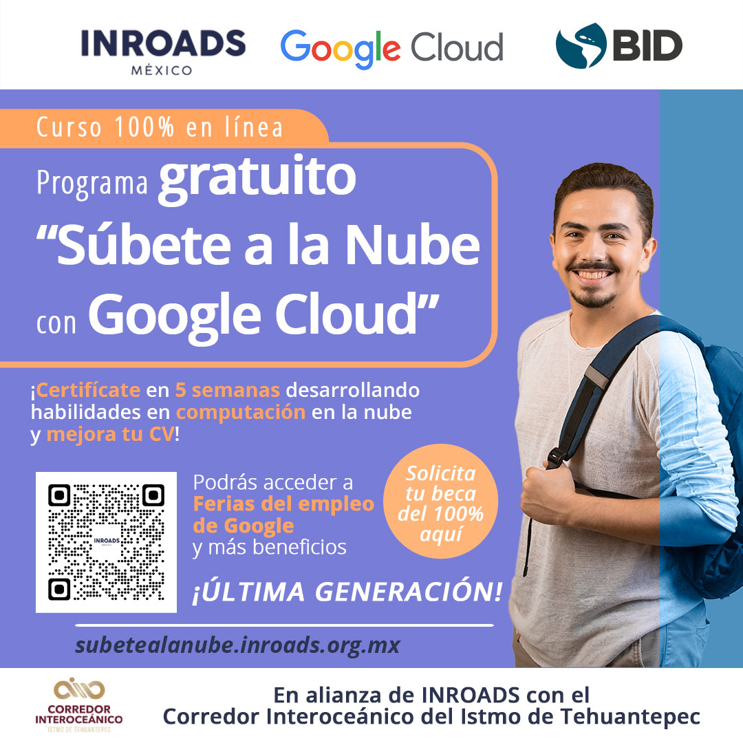 #EstudianteUV
Conoce la convocatoria de becas en alianza con <a href="/GoogleCloud_LA/">Google Cloud Latinoamérica</a> e <a href="/INROADS_MX/">INROADS de México, A.C.</a>  con la que en 5 semanas podrás certificarte con <a href="/GoogleCloud_LA/">Google Cloud Latinoamérica</a> sin costo.
Aplica📷 shorturl.at/sOLP8
📷Fecha límite de inscripción: 22 de septiembre
