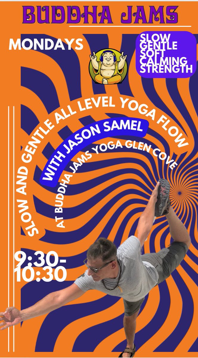 JasonSamel's tweet photo. 🌟 Join me, Jason Samel, for a Slow &amp; Gentle Yoga Flow at Buddha Jams! 🧘‍♂️✨ Every Monday at 9:30 AM, we’ll relax, calm, challenge, and stretch the body, mind, and soul. All levels welcome! Let’s find our balance together. 🌿 #YogaClass #BuddhaJams #YogaForAll #MindfulnessMonday https://t.co/OwBpya7I85