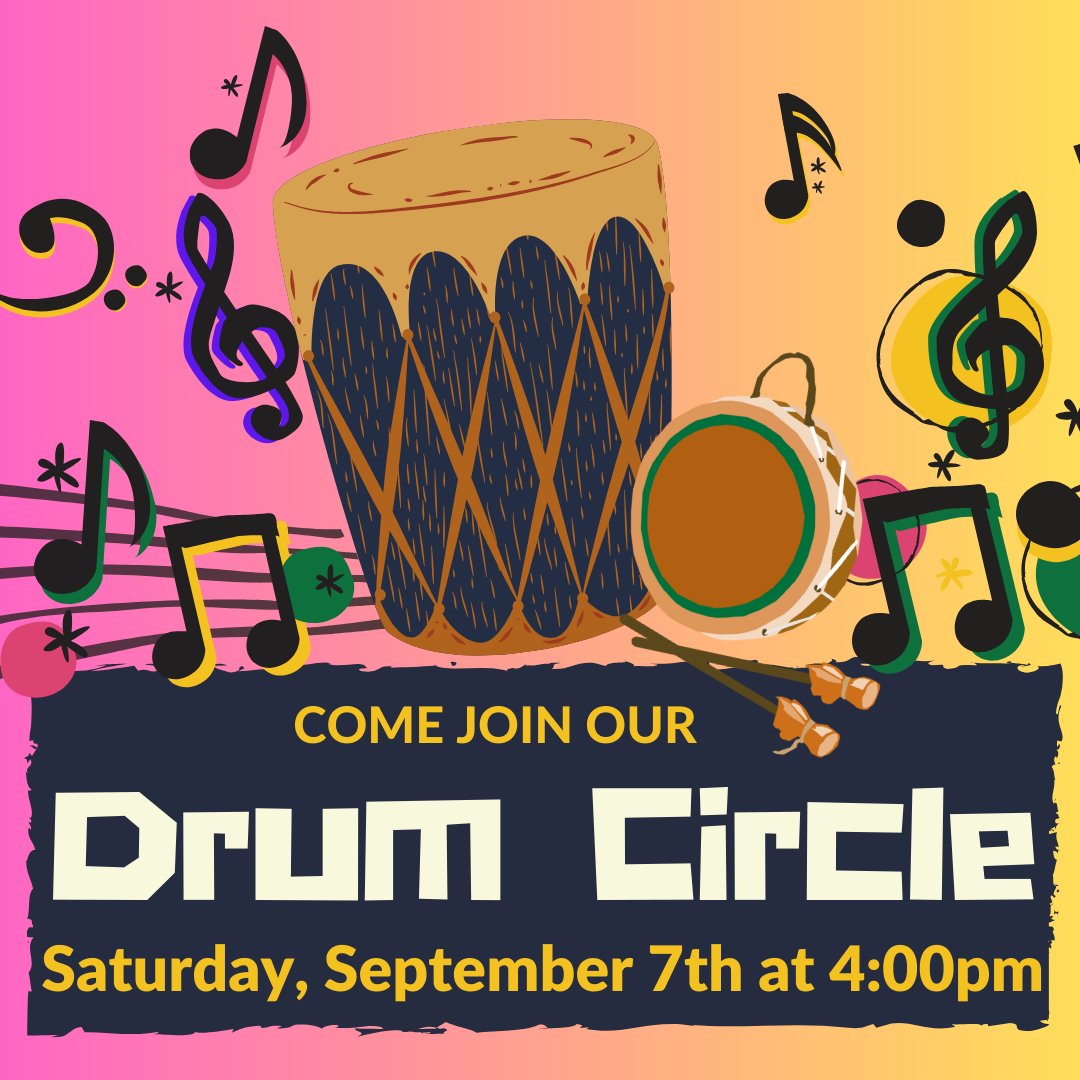 Enjoy the stress relief and community building experience of a drum circle! All ages and abilities welcome at this family friendly event. Feel free to bring your own hand drums or percussion instruments.