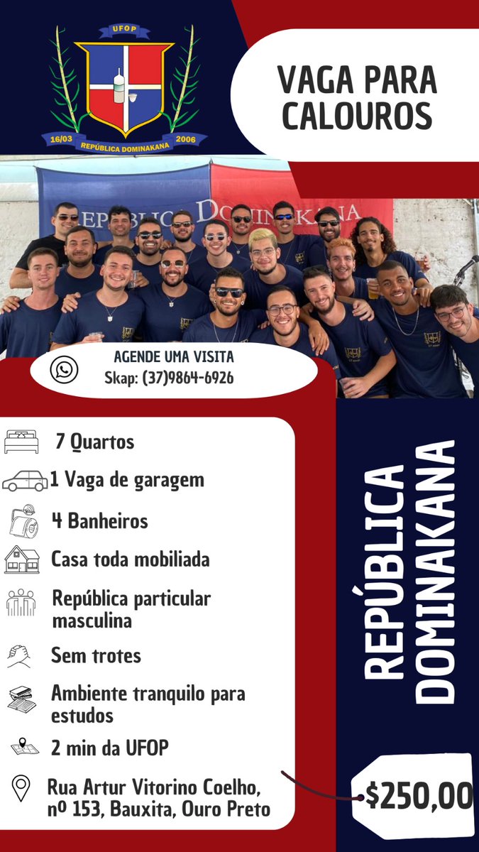 RepDominakana's tweet photo. Parabéns pela aprovação calouro! Está procurando lugar para morar? Nós, da República Dominakana, oferecemos vaga para calouros de todos os cursos.
A república se localiza a 3 minutos da UFOP. Venha nos fazer uma visita.
Contato:https://t.co/BTGS26xOzg
#sisu #ufop https://t.co/z89A9XWwio