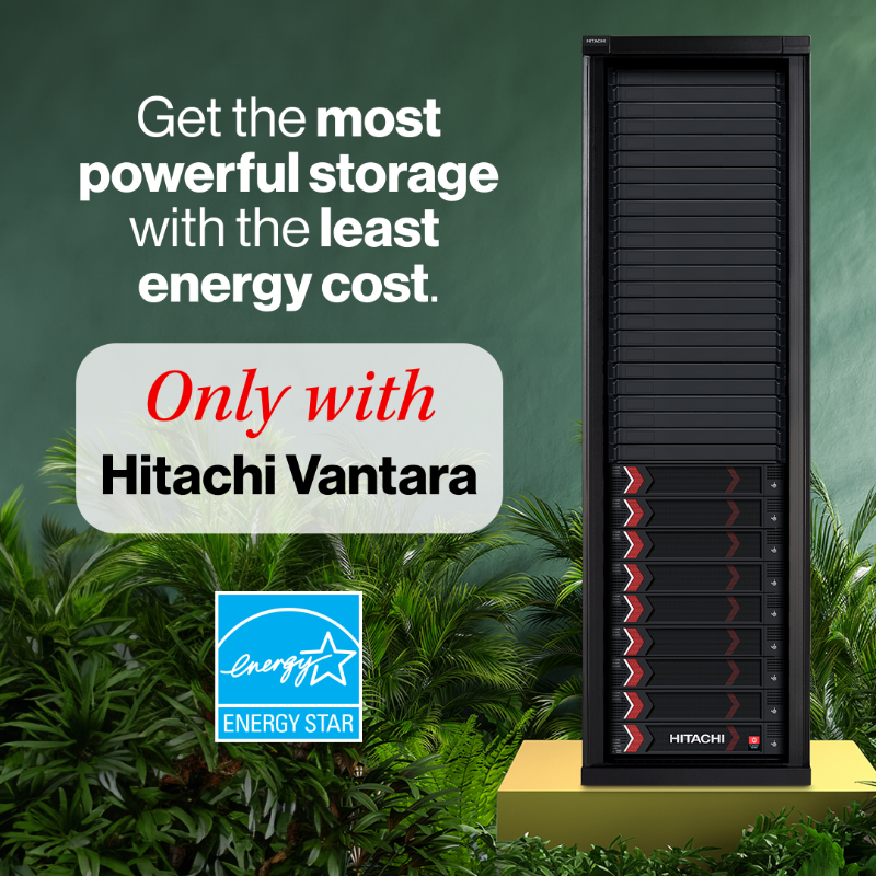 HitachiVantara's tweet photo. The most powerful storage with the least energy used. The highest IOPS per watt - more than any other #storage vendor.

🌟 We’re thrilled to share @ENERGYSTAR has ranked our storage in the 🏆 top three spots for performance &amp; energy efficiency. Learn more: https://t.co/BTpJxcm0or