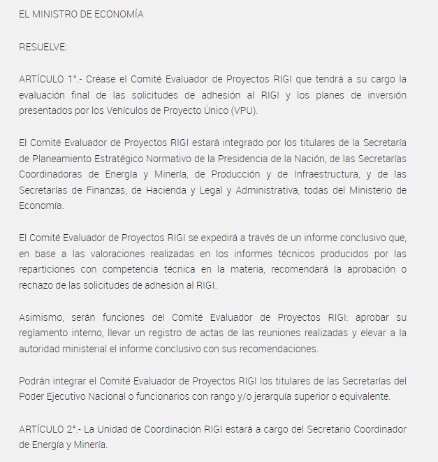 Ya sabemos cómo se van a aprobar los proyectos que puedan tener todos los beneficios del RIGI: Si sos amigo de Toto Caputo y su gente. 
Acaban de crear el "Comité Evaluador de Proyectos RIGI" y es toda gente del actual Ministro de Economía.