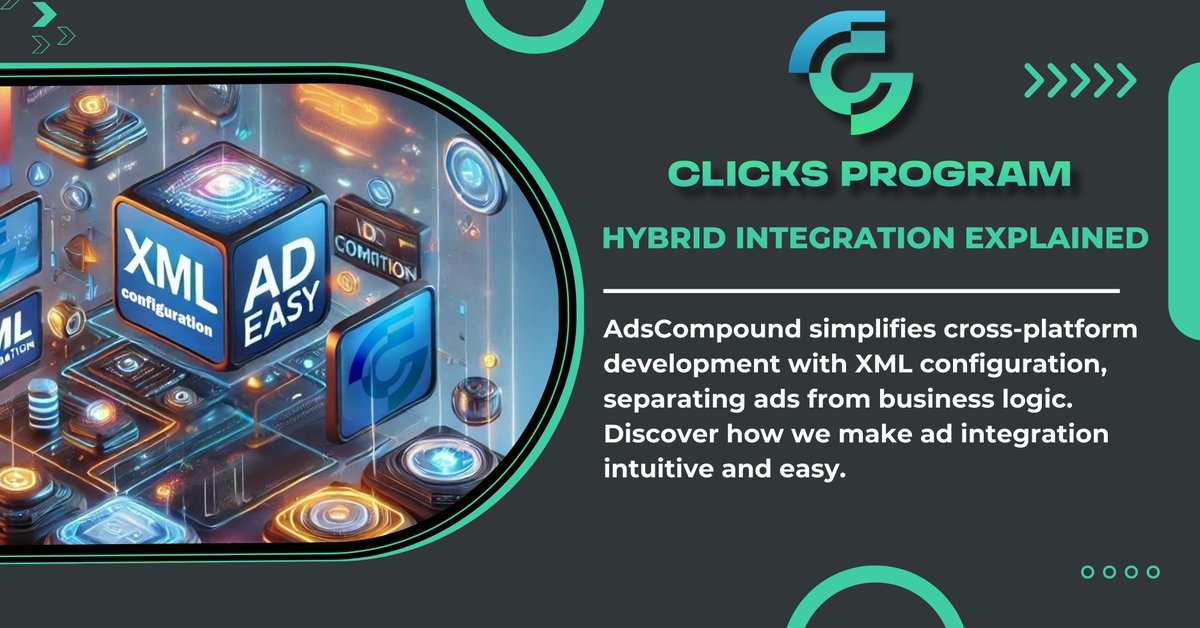 ClicksProgram's tweet image. Hybrid Integration Explained

AdsCompound simplifies cross-platform development with XML configuration, separating ads from business logic. 

Discover how we make ad integration intuitive and easy.

 #AdsCompound #AdIntegration #DevTools #Defi #Clicksprogram #ClicksX #Blockchain…