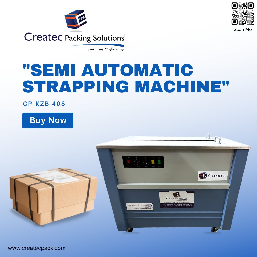 CreatecPacking's tweet image. "Streamline your packaging process with our Semi-Automatic Strapping Machine!
#packingmachine #boxpackingmachine #PackagingSolutions #StrappingMachine #Efficiency #IndustrialAutomation"