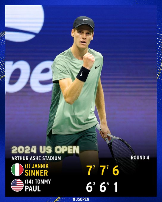 Sinner defeats Paul 7-6, 7-6, 6-1