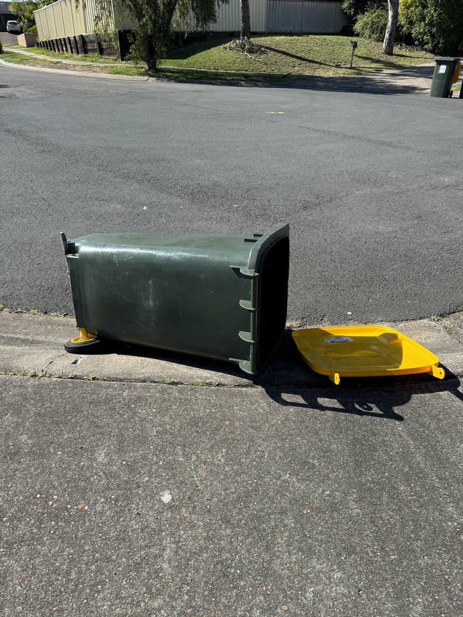 sacharules's tweet photo. @blacktowncc this what your drivers do to our bins https://t.co/tw96q1H4R0