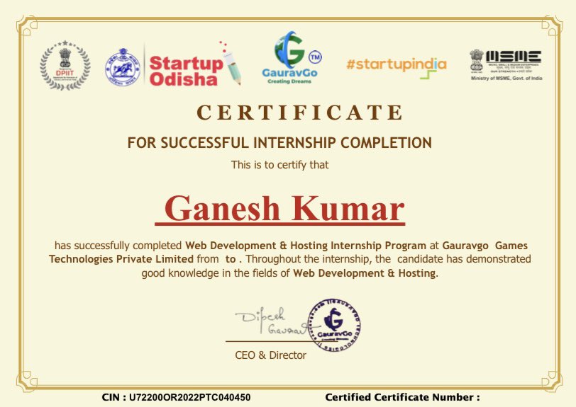 codewithganesh's tweet image. 🚀 Wrapping up an intense month of learning at @GauravgoTech as a Web Development Intern🔥 
#internship #WebDevelopment #Web3Startup #startup #SoftwareDevelopment #letsconnect