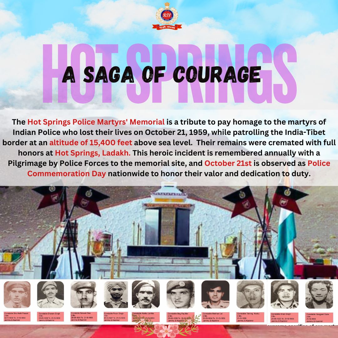 RPF INDIA (@rpf_india) on Twitter photo Remembering the fallen heroes...
Director General, RPF <a href="/ManojYadava_IPS/">Manoj Yadava IPS</a> breaks new ground as the 1st #DG from #RPF to lead the annual pilgrimage to Hot Springs, Ladakh, to honor the #IndianPolice martyrs who made the ultimate sacrifice in 1959.
His remarkable feat inspires us Remembering the fallen heroes...
Director General, RPF <a href="/ManojYadava_IPS/">Manoj Yadava IPS</a> breaks new ground as the 1st #DG from #RPF to lead the annual pilgrimage to Hot Springs, Ladakh, to honor the #IndianPolice martyrs who made the ultimate sacrifice in 1959.
His remarkable feat inspires us