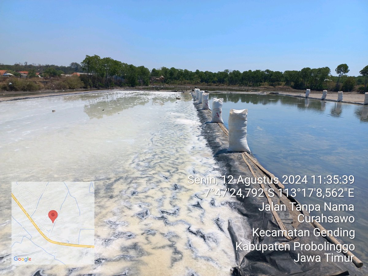 je_vico's tweet photo. Senin (12/08/2024) Jeffiko, Luhkan Kab. Probolinggo, mendata produksi Garam Bp. Andi Wahyudi Ds. Curahsawo Gending, melaporkan Produksi Garam bulan Juli sebanyak 4500 Kg, harga jual 600/Kg https://t.co/E3cWyuipjt
