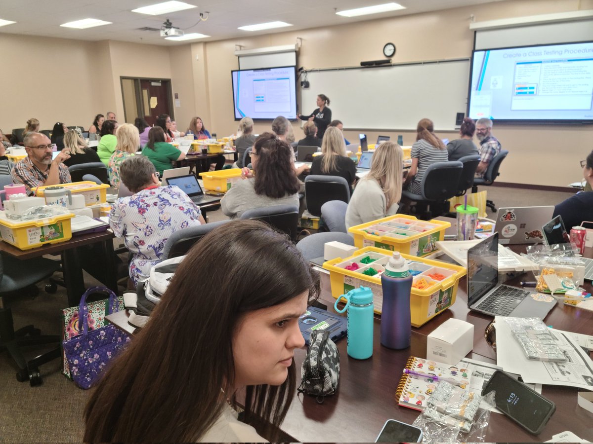 Teachers across the district gather for a STEM training to practice the LEGO robotics lessons they will implement to support their grade level standards. <a href="/WeAreHAEST/">HAEST</a> <a href="/HCPSElemScience/">HCPSElemScience</a>