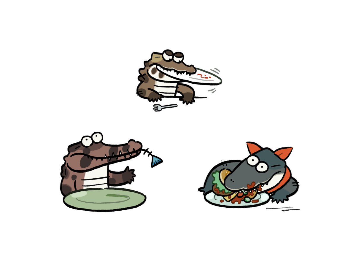 「丁寧な食事失敗 #ゆるワニ」|あめみや🐊のイラスト