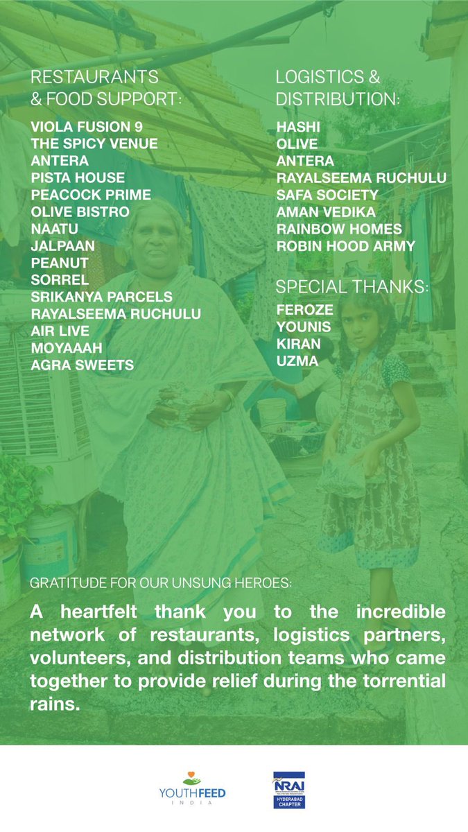 So happy that we could get relief sent out on the day of the rains. Thank you to the entire F&amp;B industry of #Hyderabad who stepped up. <a href="/NRAI_India/">NRAI</a> 

Now mobilizing relief materials for Khammam, Mahbubabad &amp; Vijayawada.

<a href="/revanth_anumula/">Revanth Reddy</a> <a href="/TelanganaCMO/">Telangana CMO</a> <a href="/youthfeedindia/">Youth Feed Foundation</a>