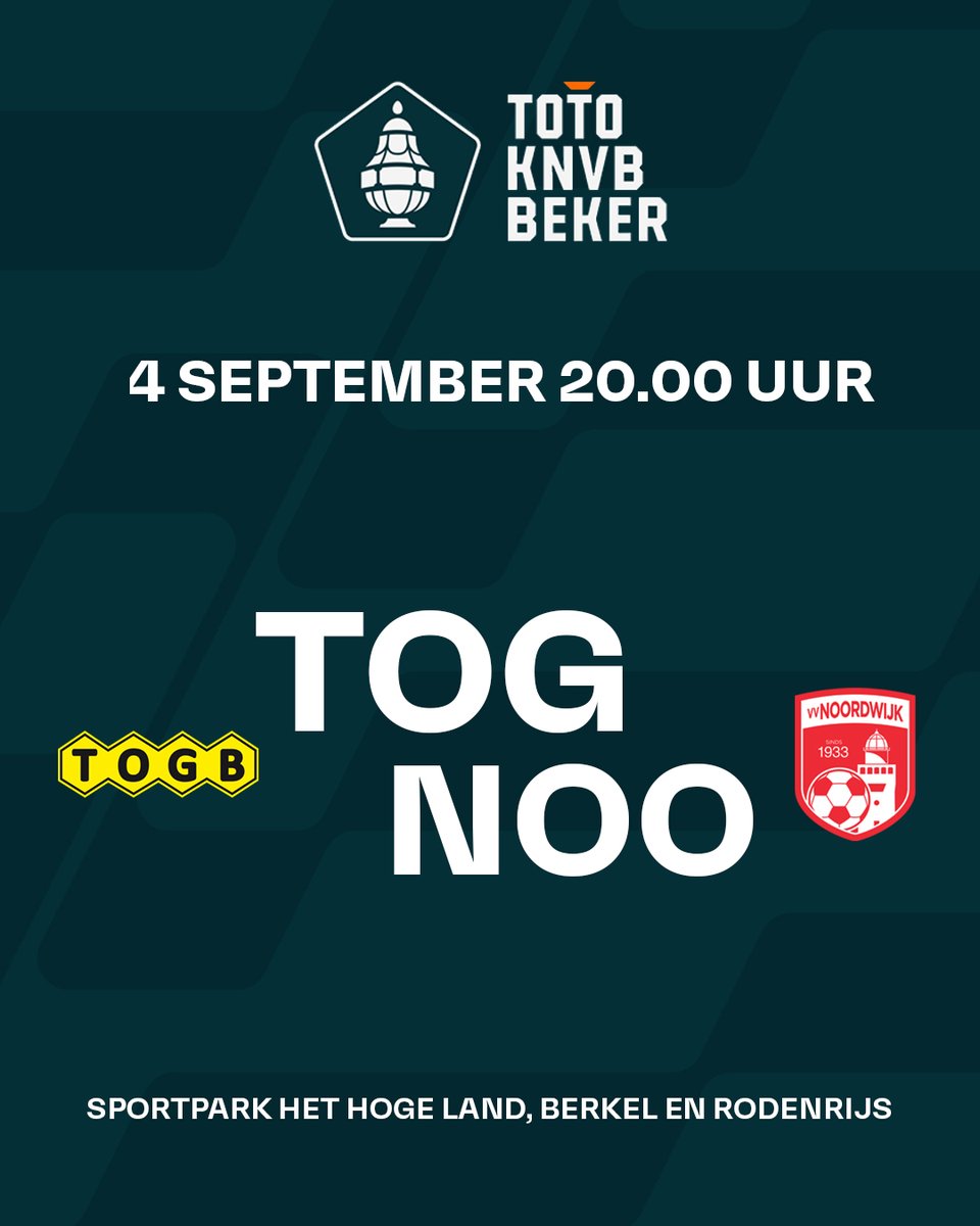 scvvnoordwijk's tweet photo. De kortste weg naar Europa, toch? Woensdagavond spelen we de eerste kwalificatieronde van de KNVB beker tegen TOGB uit Berkel en Rodenrijs. De wedstrijd begint om 20.00 uur. Wees erbij! 🇮🇩

#togNOO • #cupnight https://t.co/m96OgDon6B