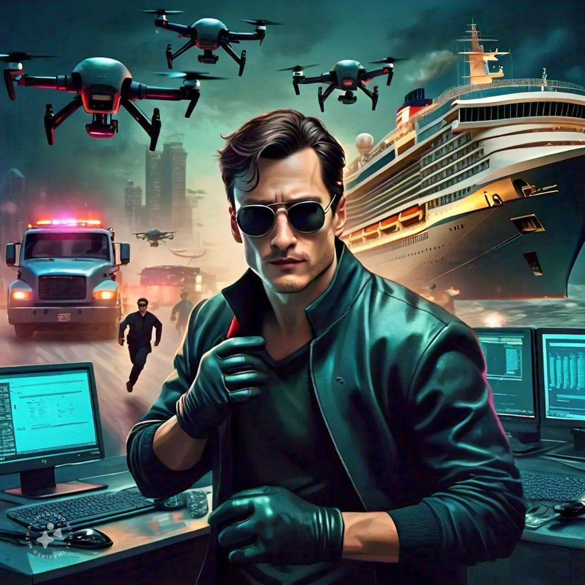 loc1821's tweet photo. Aquí van las imágenes que hice en #MetaAI para el proyecto "El arresto de Arsène Lupin, el hacker". Una adaptación de "El arresto de Arsène Lupin" de Maurice Leblanc 🎩  para #LocJamCrimeStory 📚 Primera vez usándola y realmente me pareció súper útil ✨ #IA #LocJam https://t.co/oXpIWsH8aQ