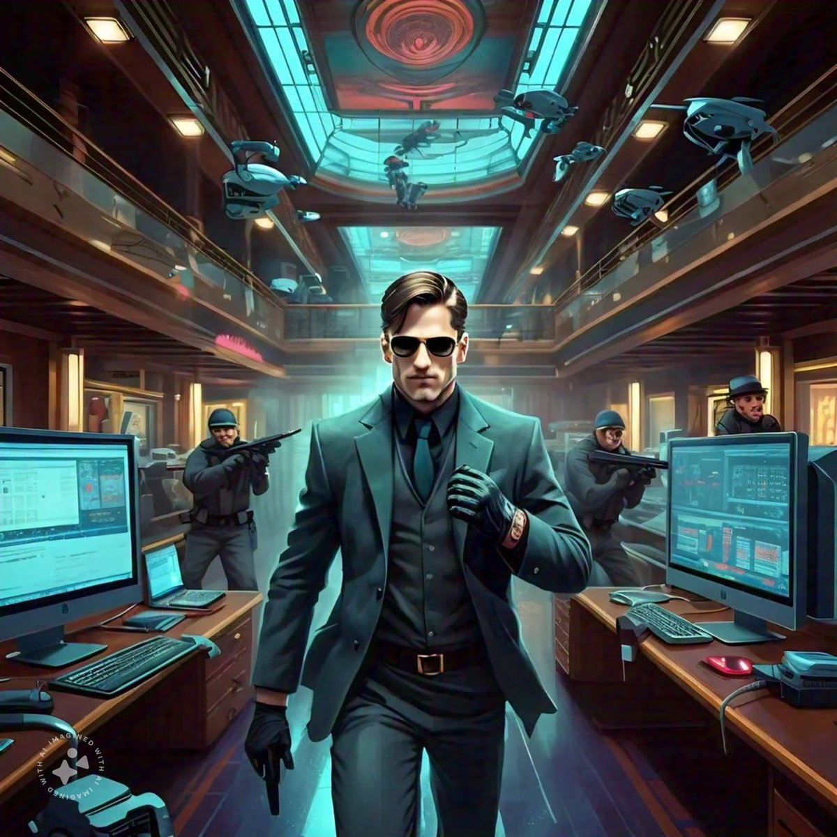 loc1821's tweet photo. Aquí van las imágenes que hice en #MetaAI para el proyecto "El arresto de Arsène Lupin, el hacker". Una adaptación de "El arresto de Arsène Lupin" de Maurice Leblanc 🎩  para #LocJamCrimeStory 📚 Primera vez usándola y realmente me pareció súper útil ✨ #IA #LocJam https://t.co/oXpIWsH8aQ