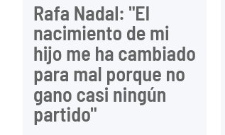 mermarga's tweet photo. Claro, Rafa Nadal. Seguro que el hecho de que tengas más años que el sol y sufras una lesión crónica y degenerativa en el pie desde los 18 años no han influido para nada.... Es por el nacimiento de tu hijo. https://t.co/JaqGtKd1Zj
