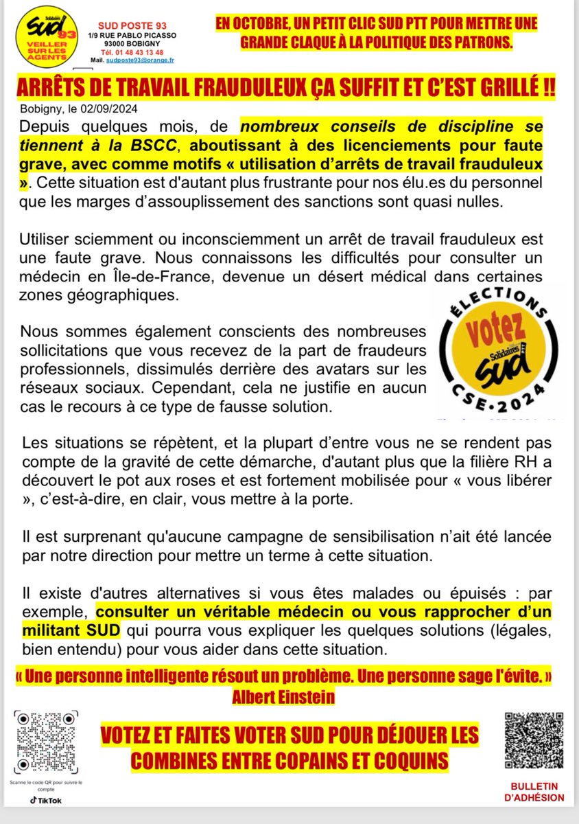 Arrêts de travail frauduleux :  Ça suffit et c’est grillé.