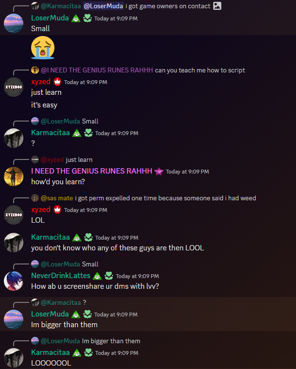 If anyone gets a message from onlymuda on discord/DevzMuda on ROBLOX about purchasing a game, don't accept his offer. 

These screenshots are regarding the scams he has tried, and one he has unfortunately succeeded with. DO NOT TRUST HIM. 1/2