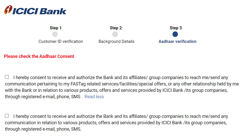 shwetaank's tweet photo. @ICICIBank why is it mandatory to consent to spam calls, emails, and SMS for completing KYC, and why is this mentioned as 'Aadhaar Consent'? Customer privacy should be a priority. Can you clarify this policy? #PrivacyMatters #CustomerRights https://t.co/e9La6UEQns