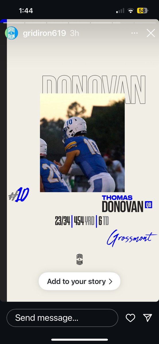 foothillers's tweet photo. QB Thomas “Tommy” Donovan was nominated for Gridiron Player of the Week at  @gridiron619 (Instagram account). Go vote for your Foothillers!

#grossmontfootball
 #foothillers 
#thomasdonovan https://t.co/ivUVeJWxJq