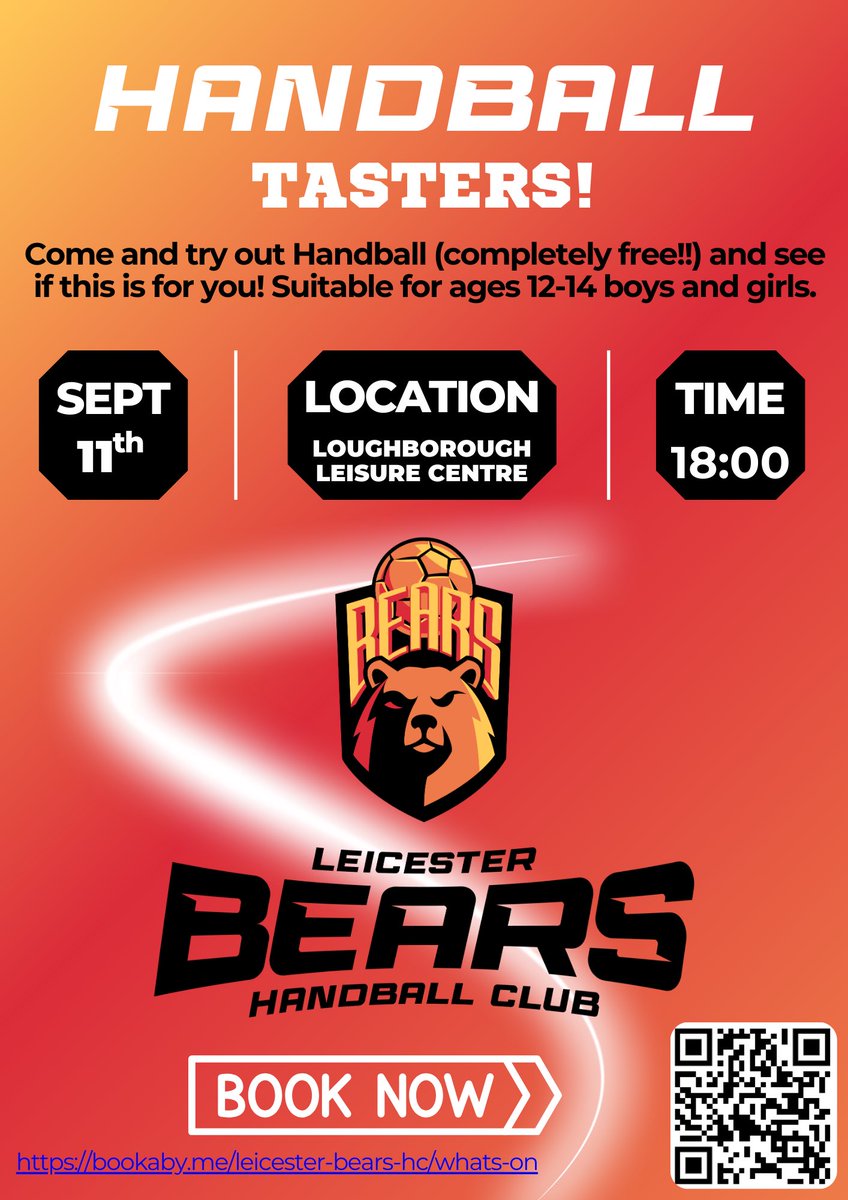 NWLSSP's tweet photo. 🔸Handball 🔸 checkout Leicester Bears Handball club, they have trials and taster in September and  also recruiting for players for the Boys U14 team. Booking details included in the photos https://t.co/RBvMCv4MRl