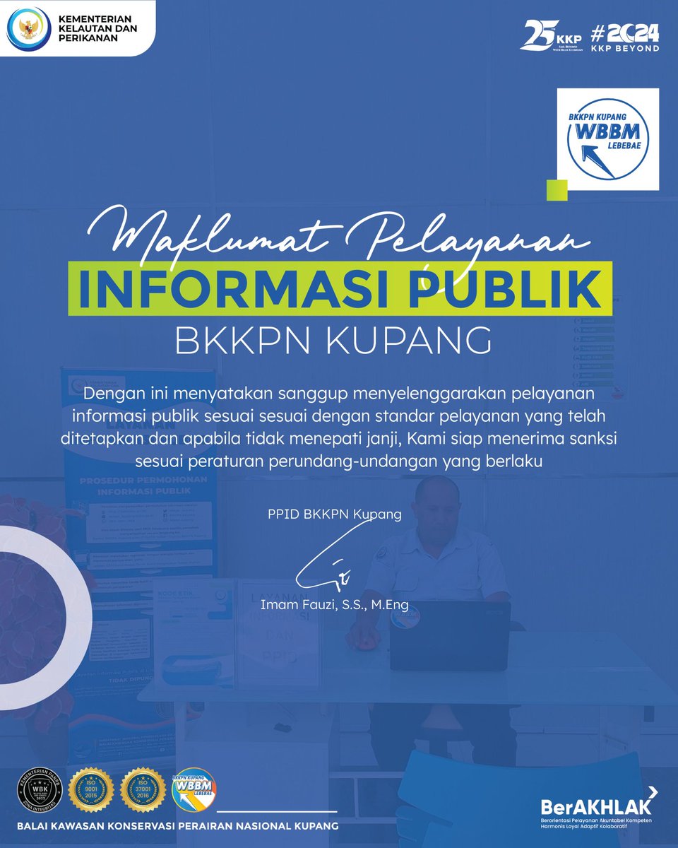 BalaiPK_kupang's tweet photo. #SahabatBahari, berikut adalah Maklumat Pelayanan BKKPN Kupang yang menjadi komitmen keterbukaan informasi publik BKKPN Kupang untuk selalu memberikan kualitas Pelayanan yang prima dan #LebeBae ! ! https://t.co/ssYF6vh1yt