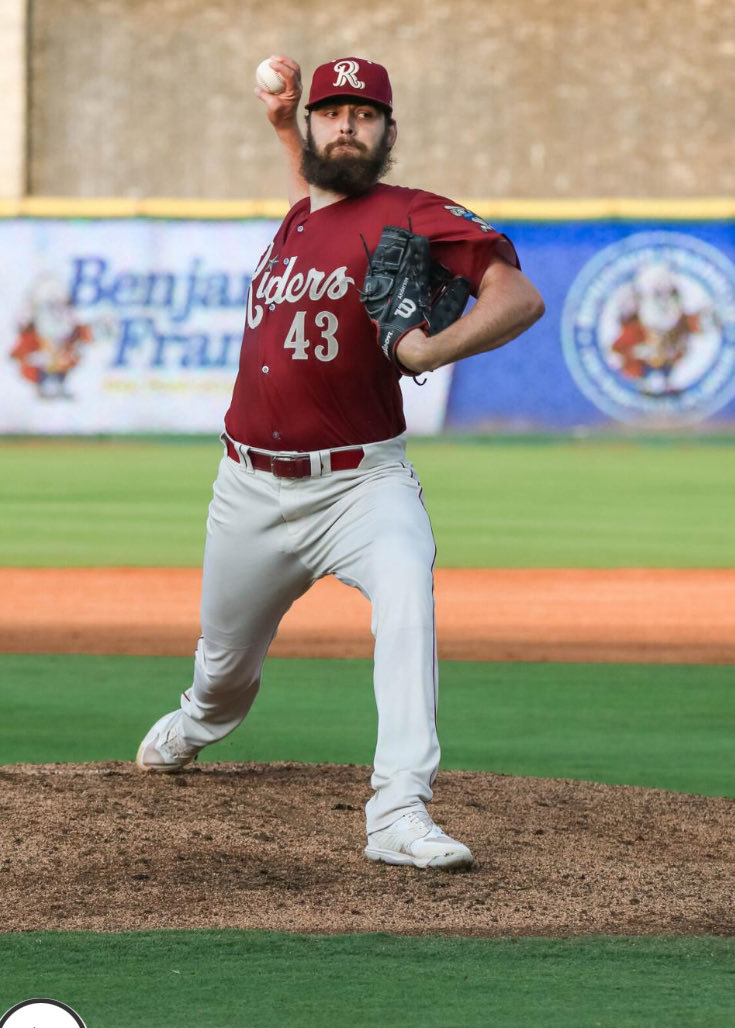 Lights out again last night … 6 IP, 2 runs , 0 earned runs , 5 Hits ( all singles ), 0 BB and 5 K’s! 99 pitches with 65 strikes in a no decision, 3-2 , 11 inning win for the Rough Riders !