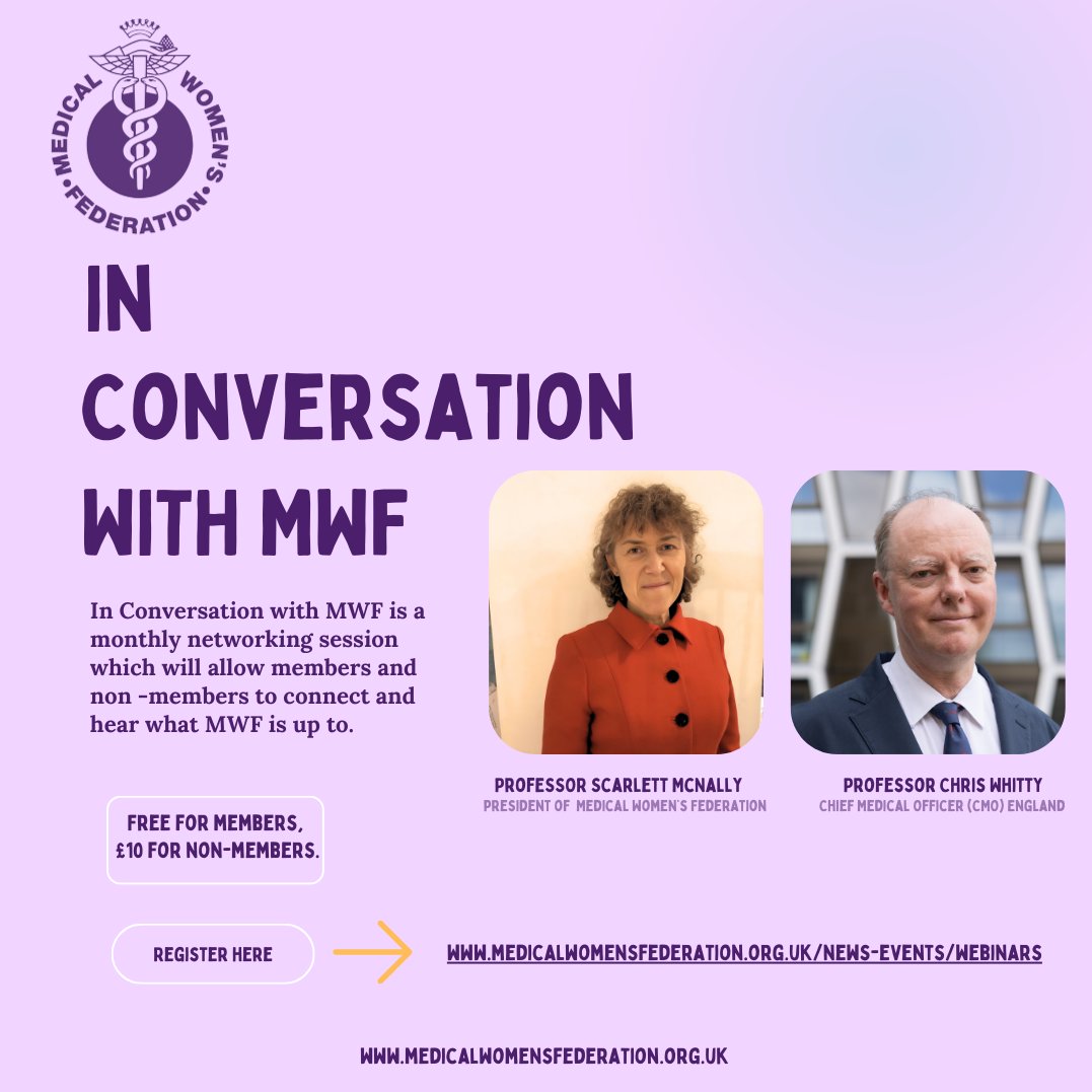 medicalwomenuk's tweet image. Register here: medicalwomensfederation.org.uk/news-events/we… 

#mwf #incoversationwithmwf #nhs