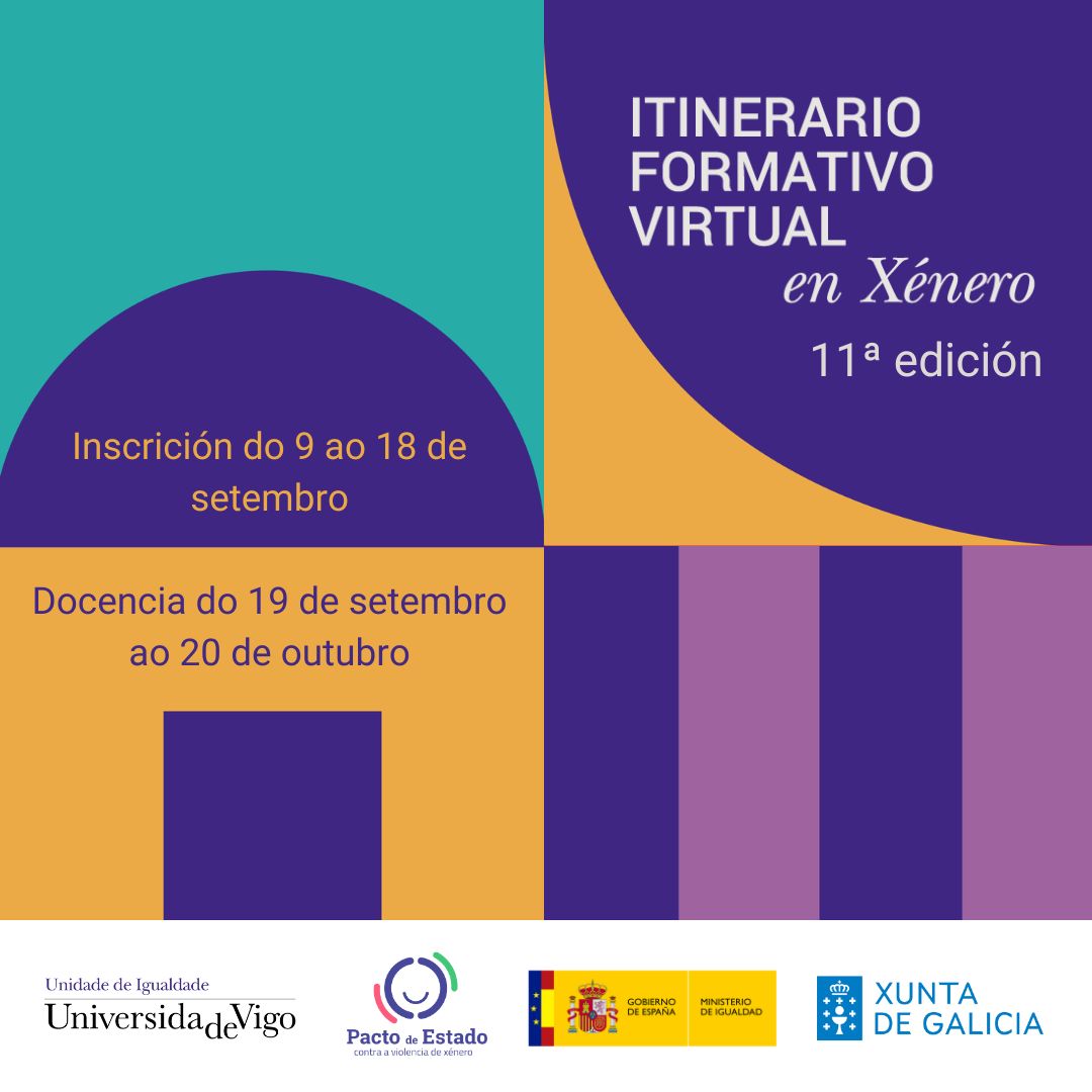 Hoxe presentamos a 11ª edición do IFVX. Con 24 cursos de distintos ámbitos, o programa está destinado a introducir a perspectiva de xénero na formación da comunidade da UVigo. 📑 A inscrición estará aberta a partir do día 9 de setembro e poderase realizar a través de Bubela