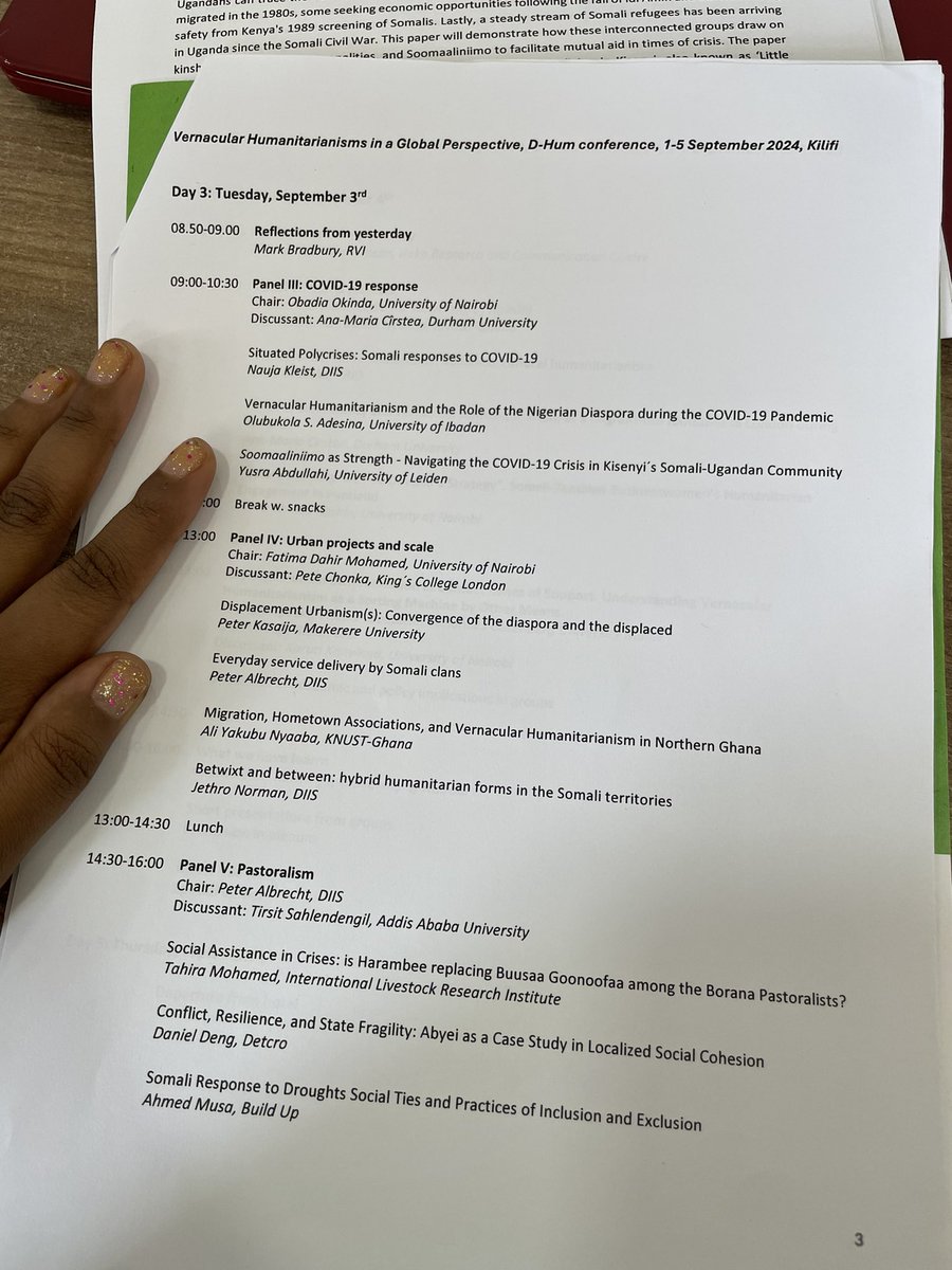 Yusra Abdullahi (@ysabdullahi) on Twitter photo It was great presenting my paper at the Vernacular Humanitarianisms conference today in beautiful Kilifi, where I got to share some insights on how Somali-Ugandans navigated COVID-19 through mutual aid practices underpinned by Soomaaliniimo. Thanks for the invite, <a href="/Nauja_Kleist/">Nauja Kleist</a>! It was great presenting my paper at the Vernacular Humanitarianisms conference today in beautiful Kilifi, where I got to share some insights on how Somali-Ugandans navigated COVID-19 through mutual aid practices underpinned by Soomaaliniimo. Thanks for the invite, <a href="/Nauja_Kleist/">Nauja Kleist</a>!