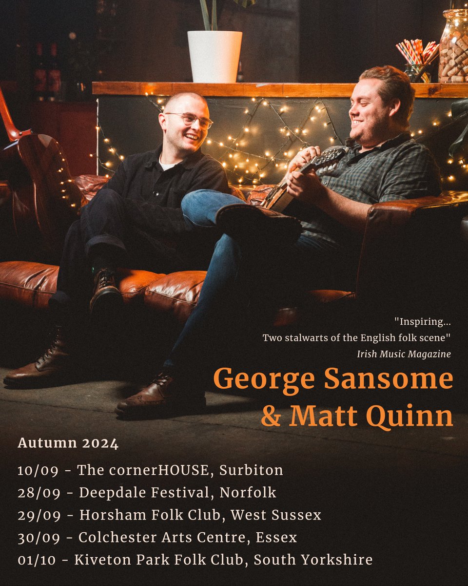 Back out on the road next week with <a href="/SansomeQuinn/">George Sansome and Matt Quinn</a>!

Looking forward to singing some songs in some lovely venues!

Tickets: bandsintown.com/a/15513715-geo…