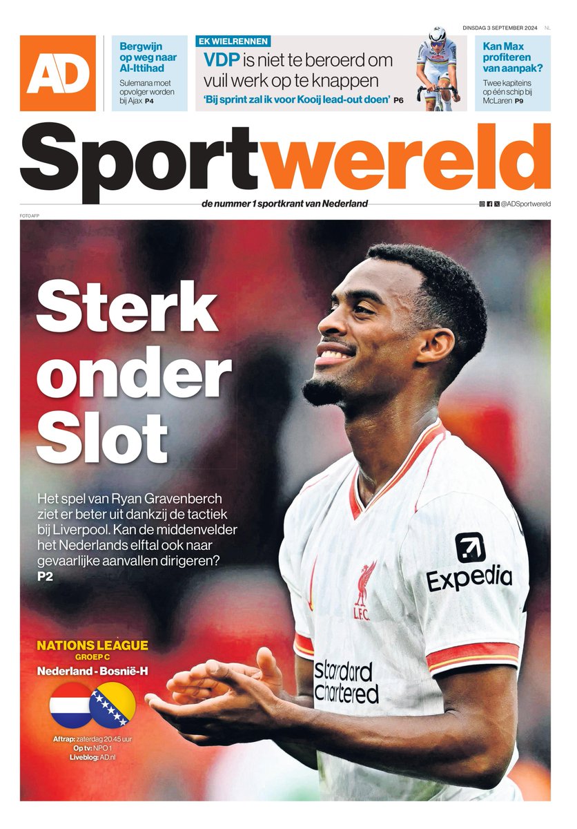 franser_real's tweet photo. #primapagina #Sportwereld #edicola #rassegnastampa #Sportiva #3settembre https://t.co/kAxjxDrcTv
