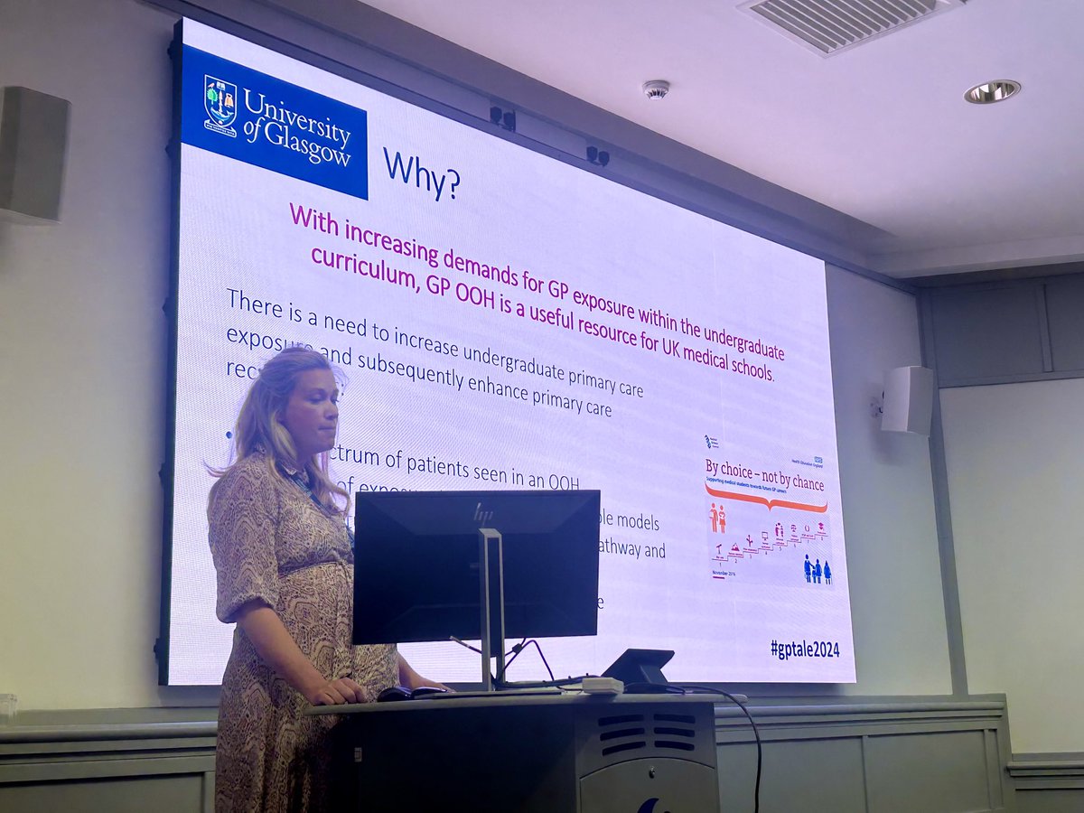 Katie Brown showcasing our GP OOH pilot at our GP educator day. Thank you to all the tutors and GGC OOH colleagues involved in making this a success! Look forward to working with Lanarkshire to build on this. #gptale2024 ⁦<a href="/gppcglasgow/">UofG GPPC</a>⁩ ⁦<a href="/UofGMedicine/">UofG Medicine</a>⁩