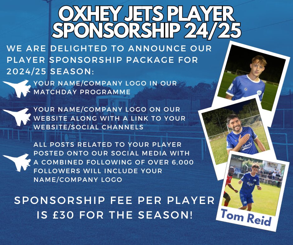 oxheyjetsfc's tweet image. SPONSORSHIP AVAILABLE!

Get in Touch📩

£30 Per Player