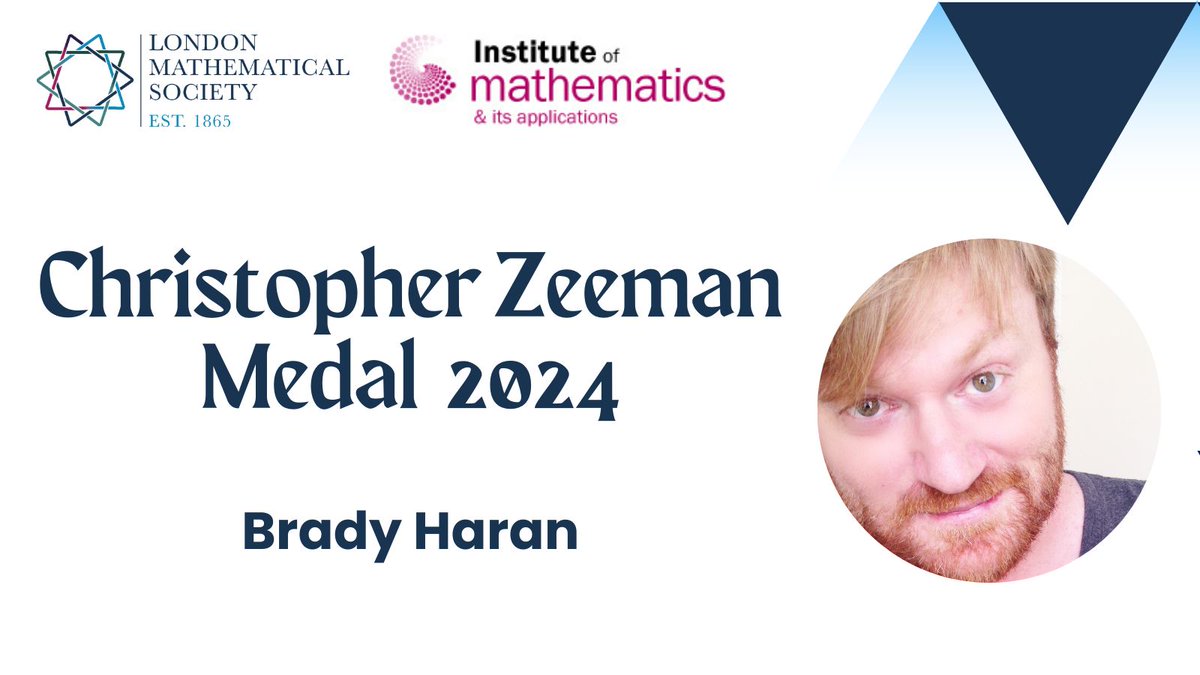 London Mathematical Society (@londmathsoc) on Twitter photo We are delighted to announce the 2024 Christopher Zeeman Medal is awarded to <a href="/BradyHaran/">Brady Haran</a>, creator of <a href="/numberphile/">Numberphile</a>.
The Medal is awarded jointly by the LMS and <a href="/IMAmaths/">IMA</a> and dedicated to recognising excellence in the communication of mathematics.
➡️ lms.ac.uk/news/brady-har… We are delighted to announce the 2024 Christopher Zeeman Medal is awarded to <a href="/BradyHaran/">Brady Haran</a>, creator of <a href="/numberphile/">Numberphile</a>.
The Medal is awarded jointly by the LMS and <a href="/IMAmaths/">IMA</a> and dedicated to recognising excellence in the communication of mathematics.
➡️ lms.ac.uk/news/brady-har…