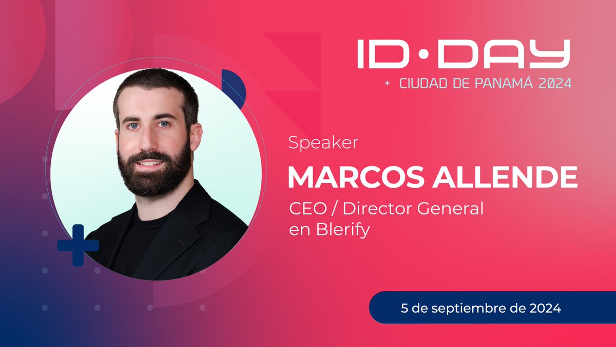 📢¡Quedan dos días para el #IDDayCiudadDePanamá! 

Hoy presentamos a Marcos Allende López, CEO / Director General de Blerify: un speaker con un extenso conocimiento en innovación basada en tecnologías cuánticas y blockchain.