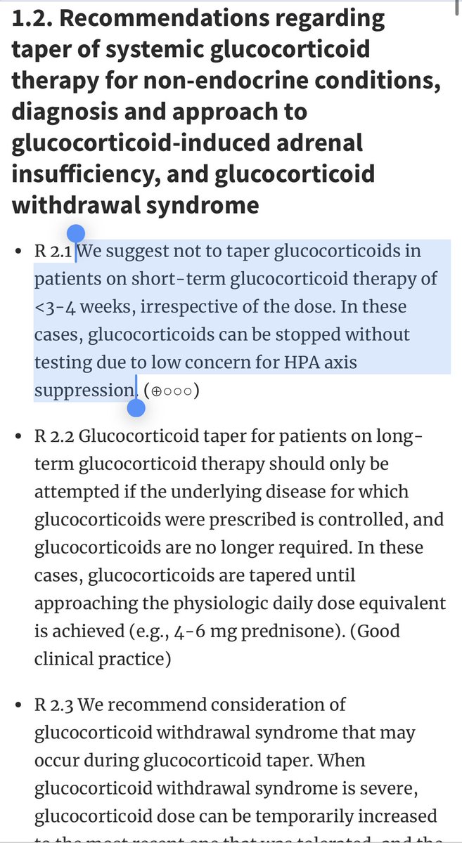 LastManStand85's tweet photo. How long can you be on #steroids and then stop them altogether (regardless of dose) without the risk of an adrenal crisis? Well this guidance from the 2024 European Endocrine society may shed some light👇
#Rheumatology #MedTwitter https://t.co/9G7R2YxrcA