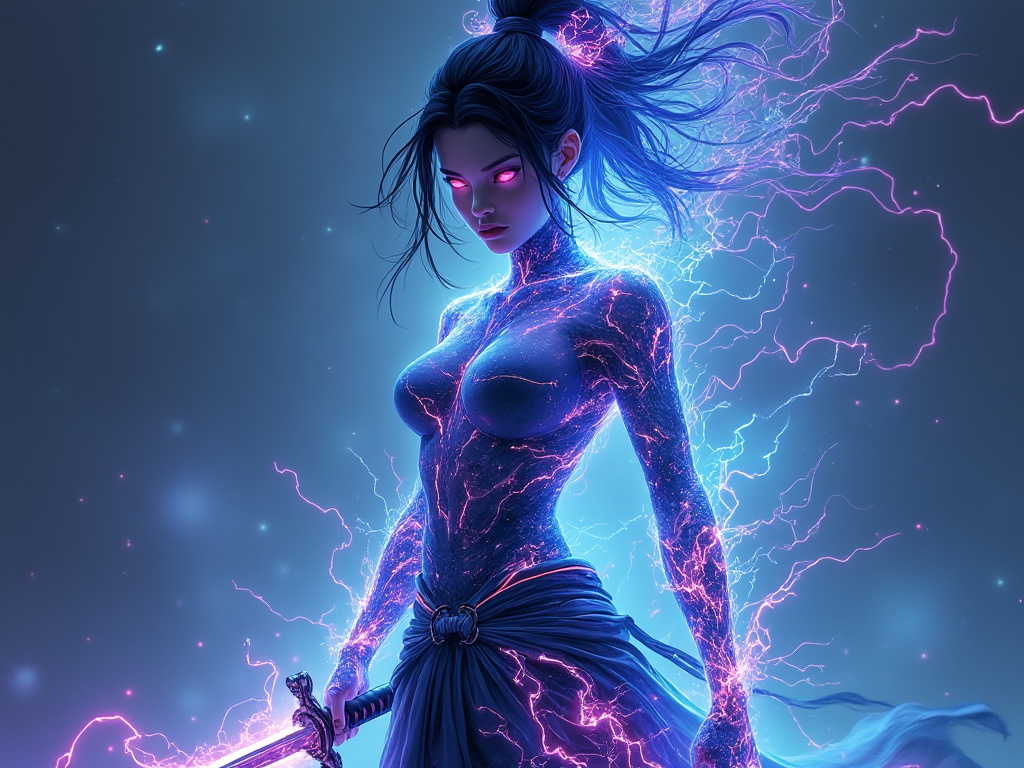 dainiusex7's tweet image. QT your Energy Being Art   I hope that fits in to criteria😋
&quot;Storm born Warrior: Lightning in Her Veins&quot; #EnergyUnleashed #ElectricWarrior #AIart #AIArtwork #AIイラスト