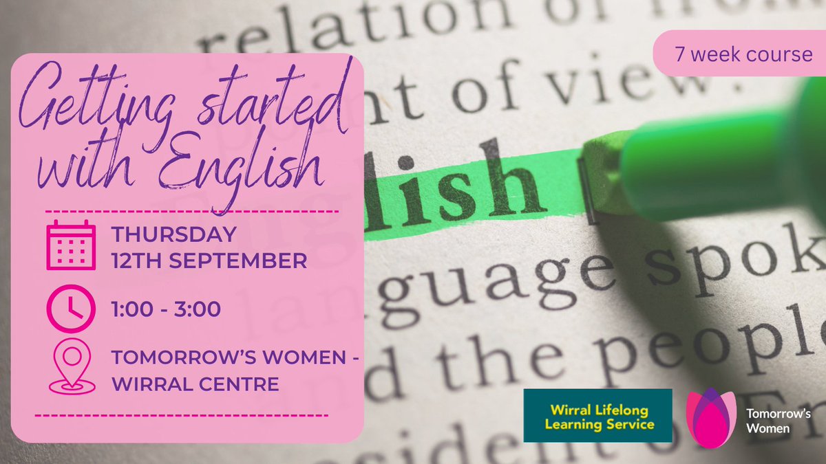 TomorrowsWomen's tweet image. @LearningWirral are coming in to run Getting Started With English, and Getting Started With Maths courses starting 11th and 12th September.

To book your place, visit reception or call us to book your place 0151 647 7907 💗

#englishcourse #mathscourse #freecourseswirral
