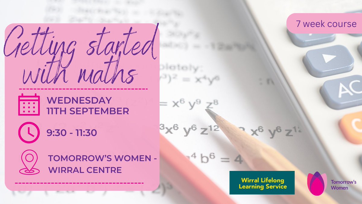 TomorrowsWomen's tweet image. @LearningWirral are coming in to run Getting Started With English, and Getting Started With Maths courses starting 11th and 12th September.

To book your place, visit reception or call us to book your place 0151 647 7907 💗

#englishcourse #mathscourse #freecourseswirral
