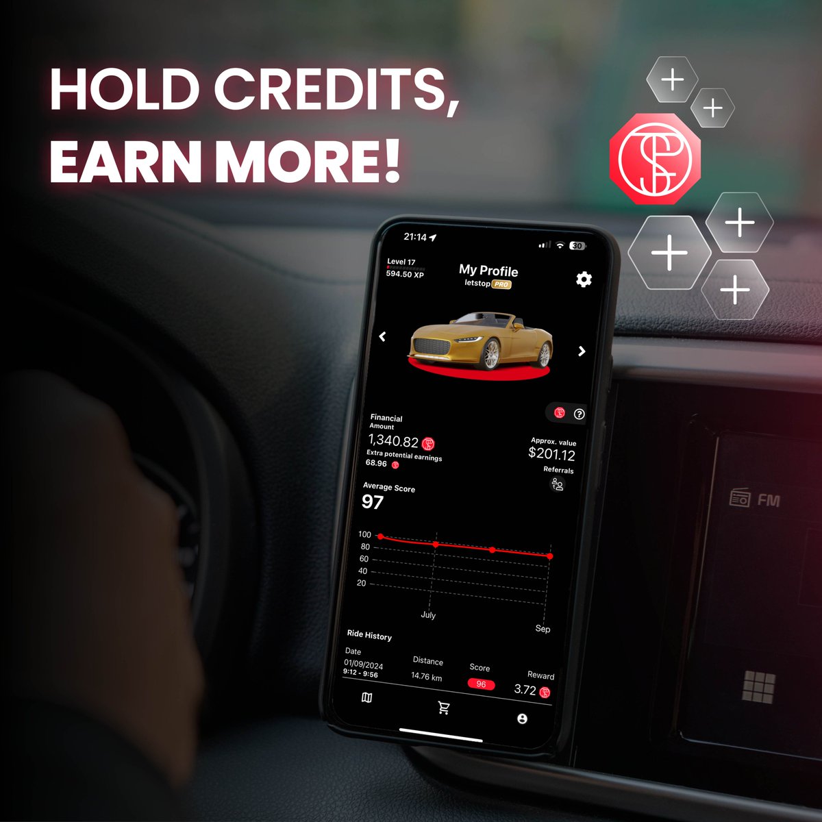 Maximize Your Earnings with LETSTOP Credits!

🛑The more credits you hold in the app, the more you earn with each ride. 

💫Don’t miss out - boost your credit balance and maximize your rewards every time you drive.

#LETSTOP #DrivingRewards #EarnMore #SafeDriving