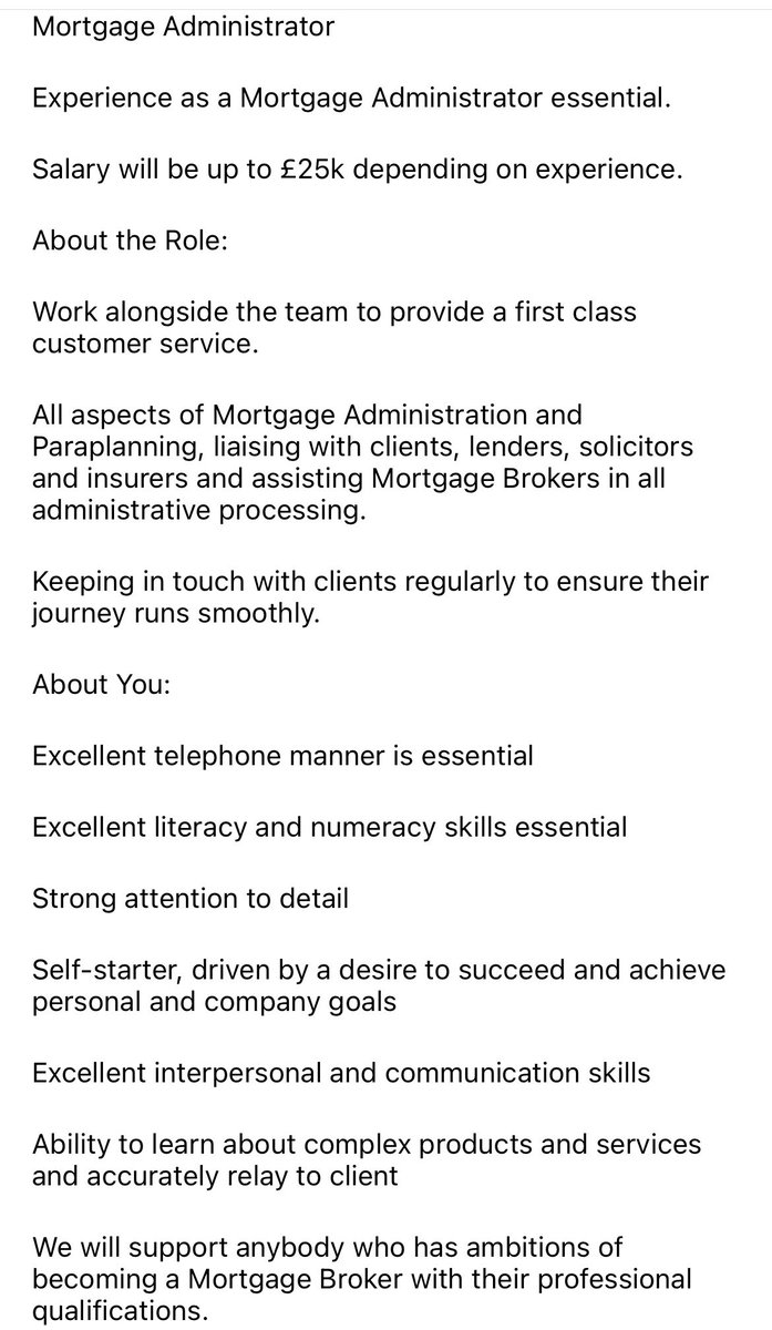 SamMHWmortgages's tweet photo. We’re hiring for a Mortgage Administrator, Salary up to 25k. 

Please RT https://t.co/MTw2WBwT9f