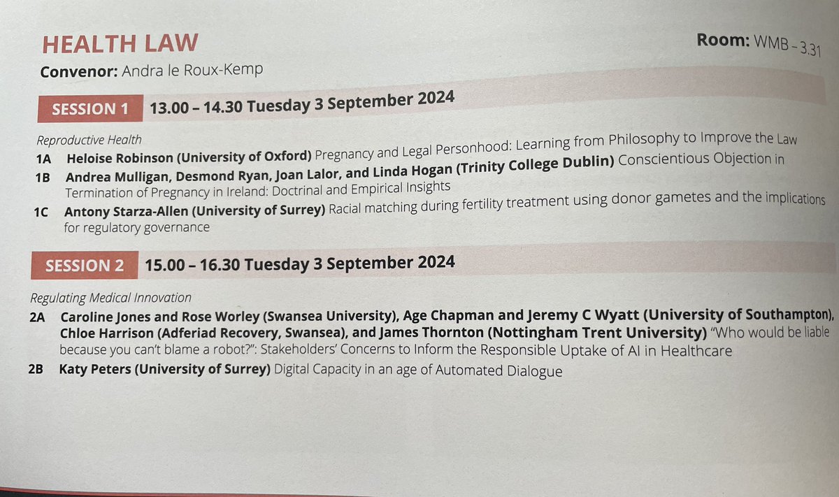 SLSHealthLaw (@sls_healthlaw) on Twitter photo The #SLS (<a href="/legalscholars/">The SLS</a>) #HealthLaw Subject Section has an exciting programme for our members and conference delegates at the <a href="/SLSConference/">SLS Annual Conference</a> (<a href="/BristolUniLaw/">Bristol Law School</a>) this afternoon. Our first session will focus on #ReproductiveHealth and the second session is themed #MedicalInnovation. The #SLS (<a href="/legalscholars/">The SLS</a>) #HealthLaw Subject Section has an exciting programme for our members and conference delegates at the <a href="/SLSConference/">SLS Annual Conference</a> (<a href="/BristolUniLaw/">Bristol Law School</a>) this afternoon. Our first session will focus on #ReproductiveHealth and the second session is themed #MedicalInnovation.