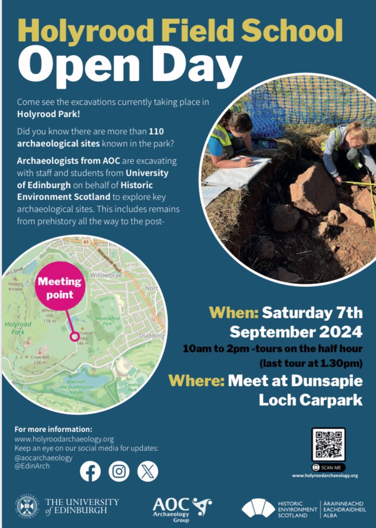 aocarchaeology's tweet photo. 📣Open Day this Saturday 7th to see the hillforts &amp; roundhouses &amp; artefacts at Holyrood Park! No need to book, just meet at Dunsapie Loch car park for tours on half hour from 10am-2pm! #hessupported @HistEnvScot @EdinArch https://t.co/WqUjnxjIxN