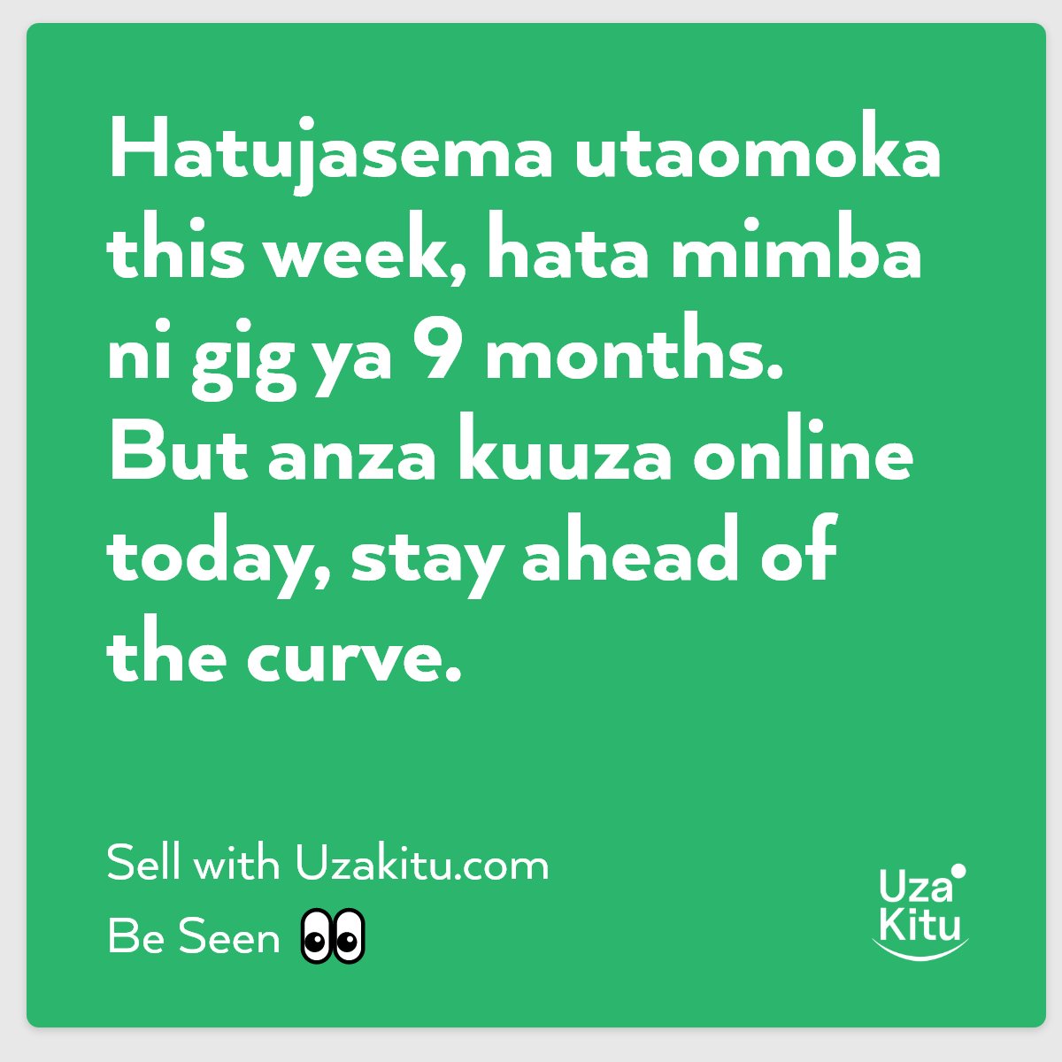 uzakitu's tweet photo. Kama unauza poshomill, matisho, gari, slippers, home made chutney, yote yote.... We help SMEs sell better online.

Create your account and get started today. https://t.co/sZgkN006bs