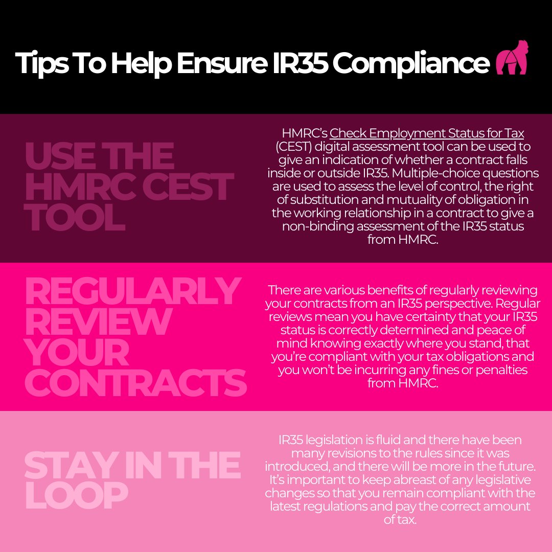 GorillaAccounts's tweet image. It’s important to ensure ongoing compliance with #IR35 regulations so you pay the right amount of tax and don’t incur any penalties from #HMRC.

For more information, check out our latest blog:

"IR35 Meaning: The Off-Payroll Working Rules Explained"