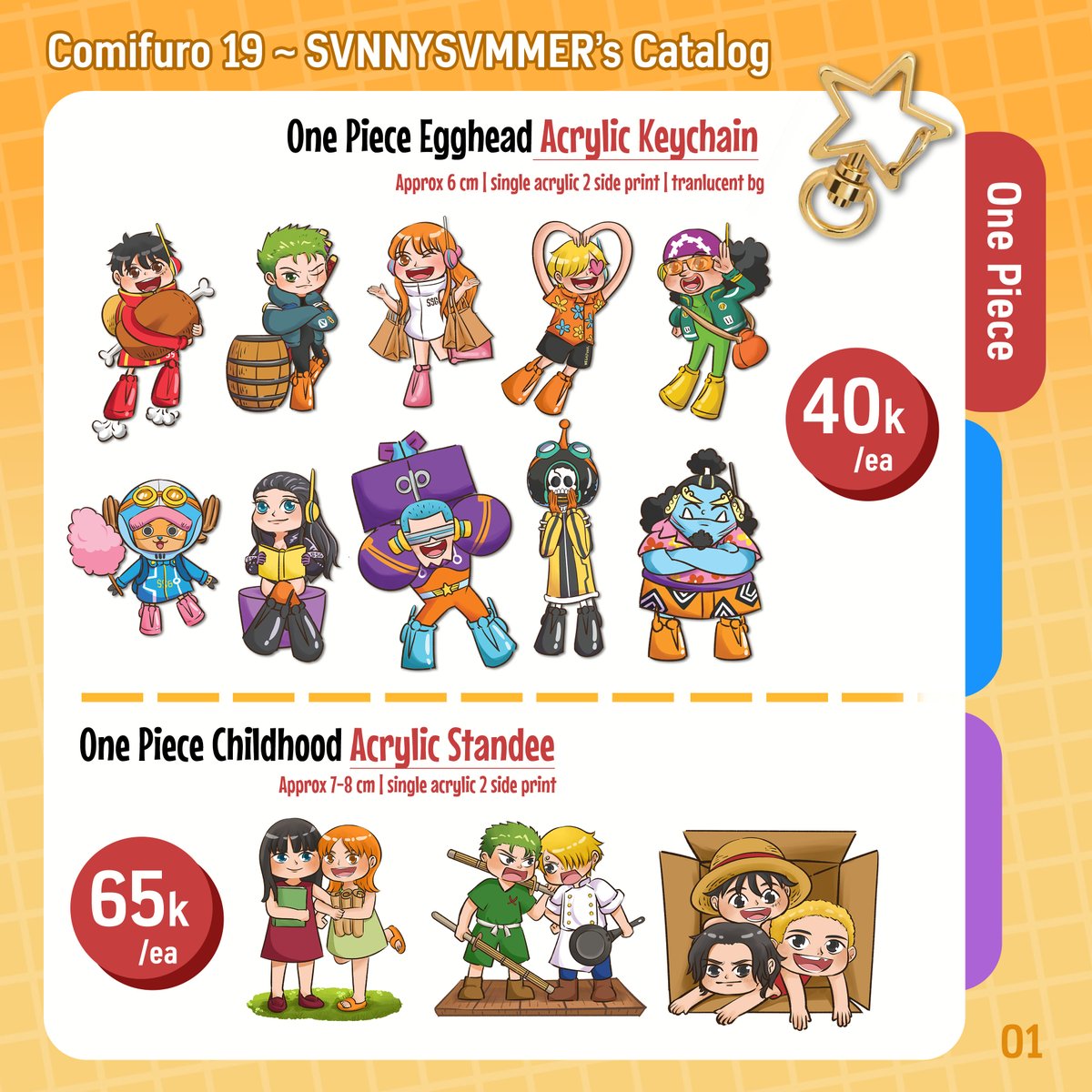 svnnysvmmer's tweet photo. [Like, RT &amp; Share are appreciated🧡] 

Comifuro19 Pre-Order
📅PO batch 1: 3-12 September 2024
✨Fandom: One Piece, Kaiju no.8 

📨Mail Order: https://t.co/wWcFuBiV34
✋ Pick Up Day 1 (only): https://t.co/rdfRHBDjO7

 #comifuro19 #CF19 #comifuro19catalog https://t.co/hYDVL803DR