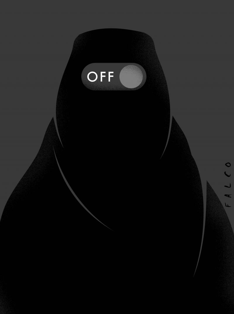 "Afghan woman", by Alex Falcó Chang, from <a href="/cartoonmovement/">Cartoon Movement</a> 
Afghan women have been stripped of their rights, silenced, emotionally vandalized every day, without anyone doing anything for them. It's devastating.
#FreeAfghanWomen
#BanTaliban 
#LetUsExist