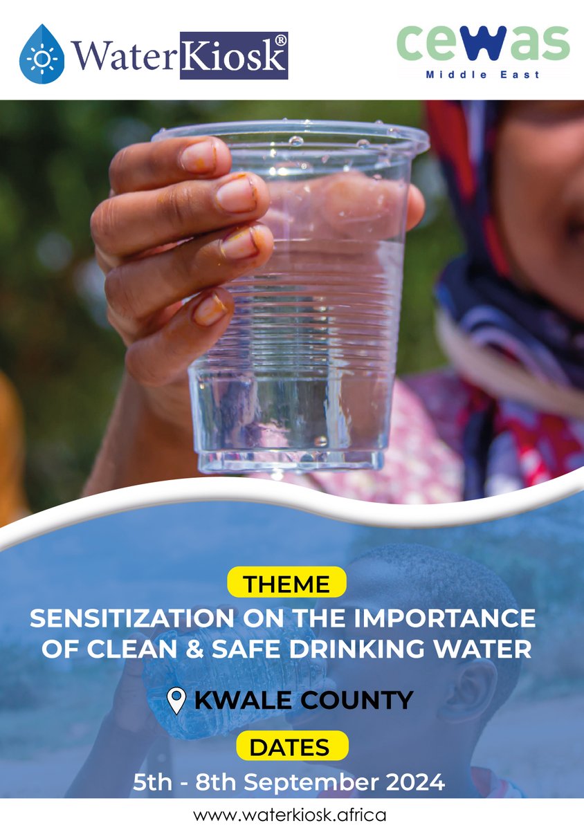 This week, WaterKiosk Africa in Collaboration with Cewas will be conducting a sensitization workshop in Kwale County on the importance of clean &amp; safe drinking water, and the different ways to store the water to avoid contamination. 
Stay tuned for more updates!

#water  #Kwale